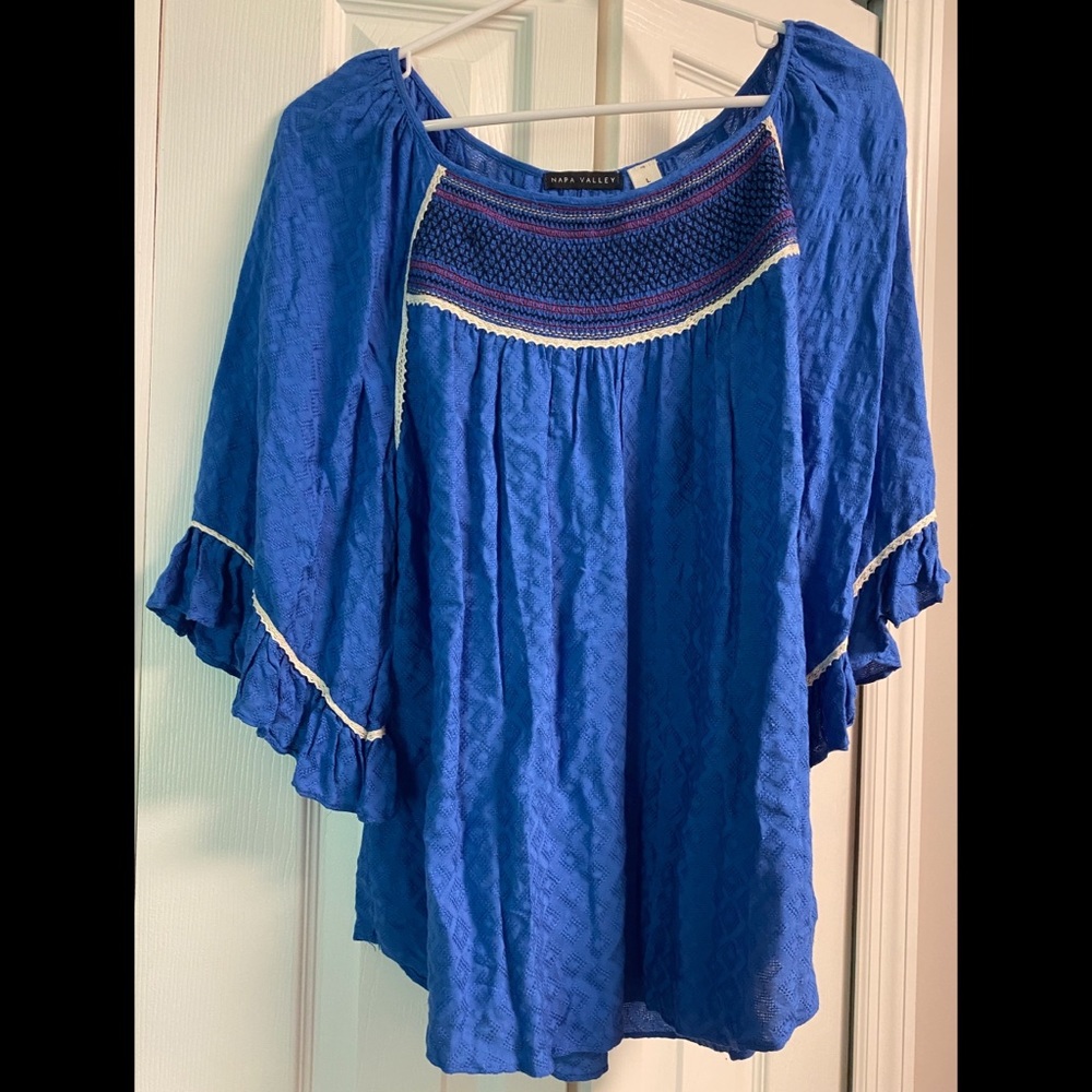 💰Napa Valley mid sleeve blue blouse. Size large.